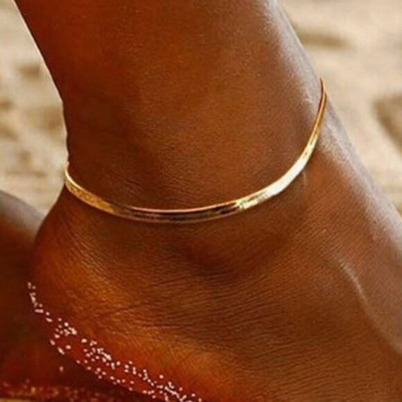 NWT, Gold Stainless Steel Snake Bone Chain Anklet - Picture 1 of 1